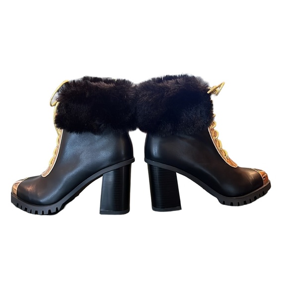 THINGS ll COME Maliyana Luxurious NWT Lace-Up Embellished Block-Heel Booties 6 - Picture 2 of 8